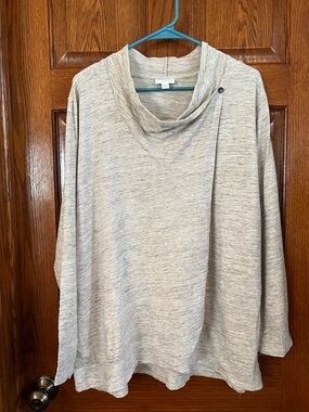 Pure Jill XL Cream Heathered One Side Swipe Button Long sleeve Cardigan